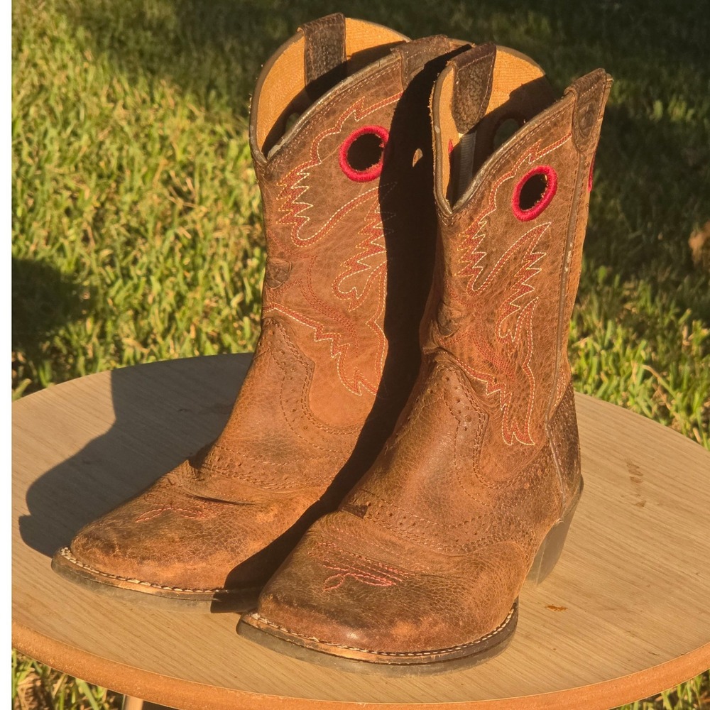 Ariat Fatbaby Heritage Brown Leather Western Boots Square Toe Red Stitching